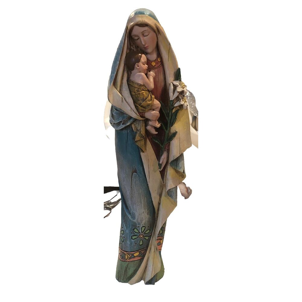 Statue Madonna with Child Blessed Virgin Mary Baby Jesus Figurine Religious Gift